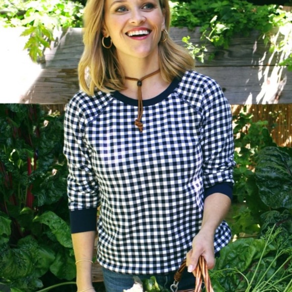 Draper James Tops - Draper James Natalie Sweatshirt in Gingham Blue M